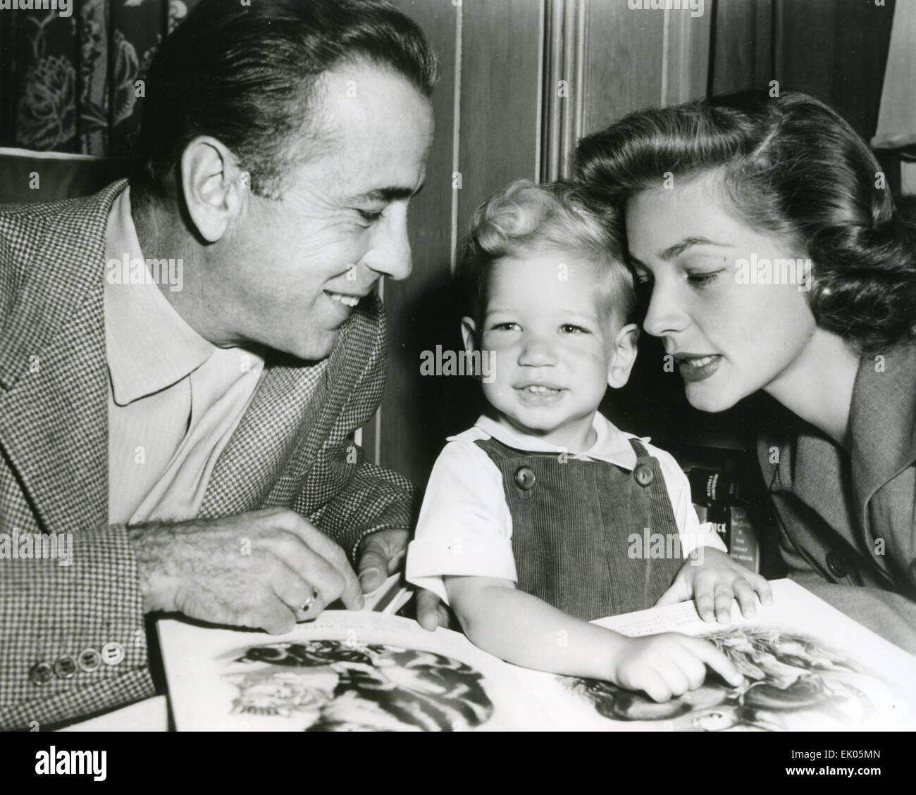 HUMPHREY BOGART (1899-1957) US film actor with wife Lauren Bacall and ...