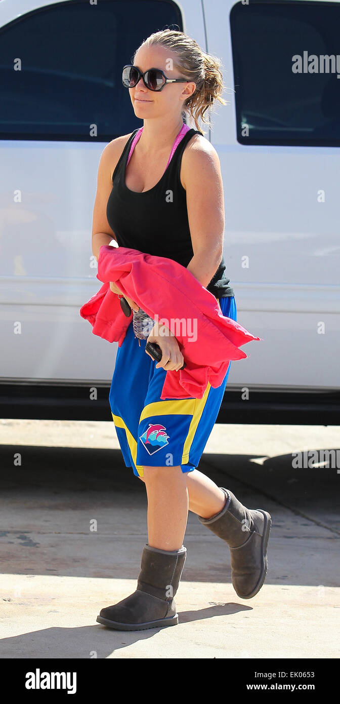 Kendra Wilkinson goes to a gym in Los Angeles dressed in baggy shorts and  UGG-like boots Featuring: Kendra Wilkinson Where: Los Angeles, California,  United States When: 29 Sep 2014 Stock Photo - Alamy