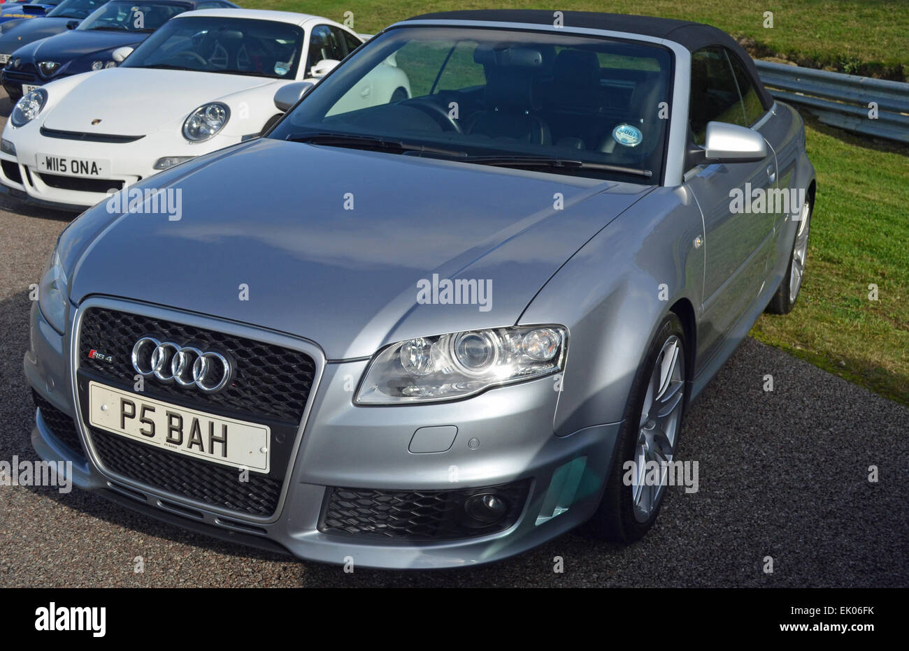 Silver Audi RS4 Convertible Stock Photo