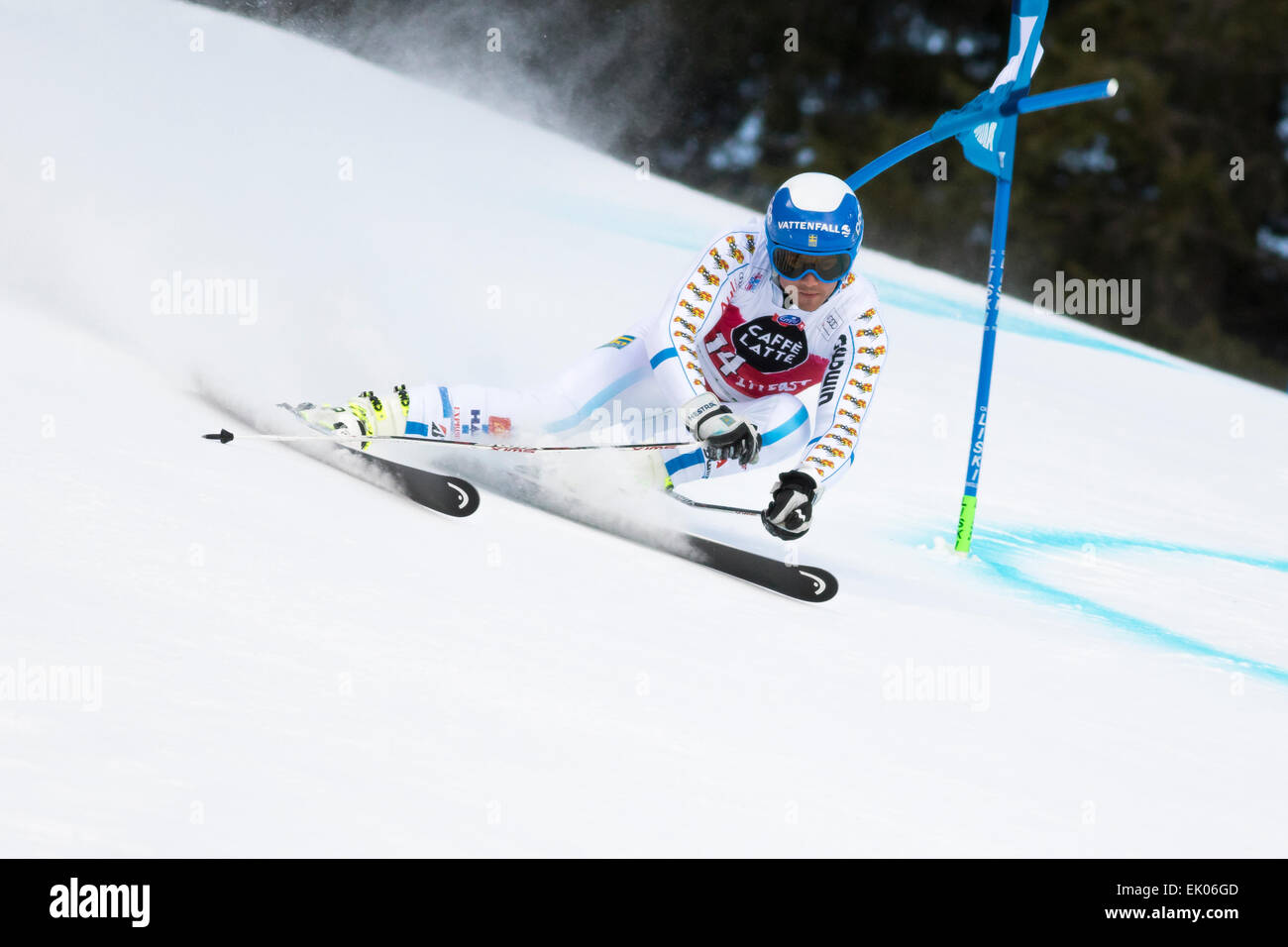 Val Badia, Italy 21 December 2014. OLSSON Matts (Swe) competing in the Audi Fis Alpine Skiing World Cup Men’s Giant Slalom Stock Photo