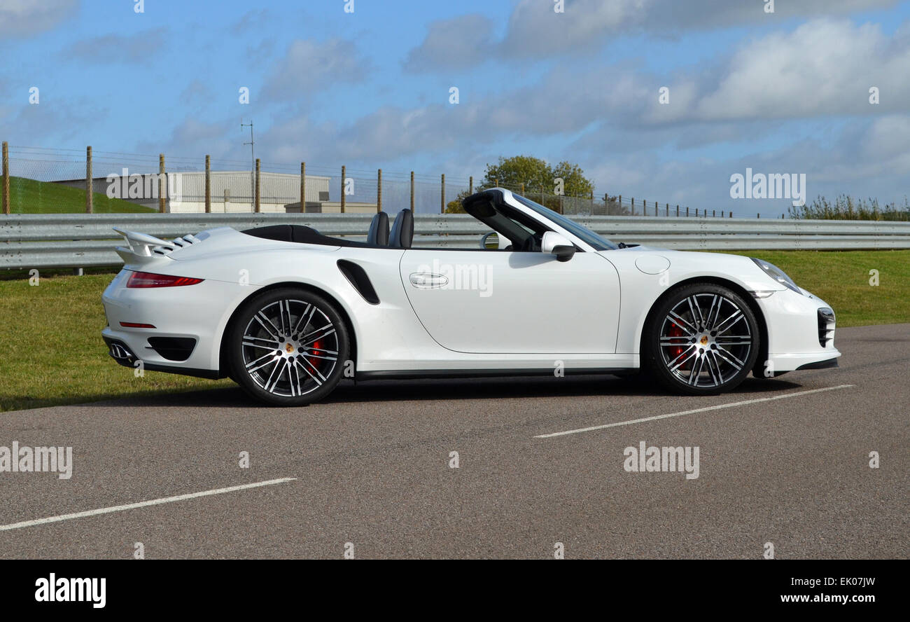 White Porsche 991 Turbo S Cabriolet Stock Photo Alamy