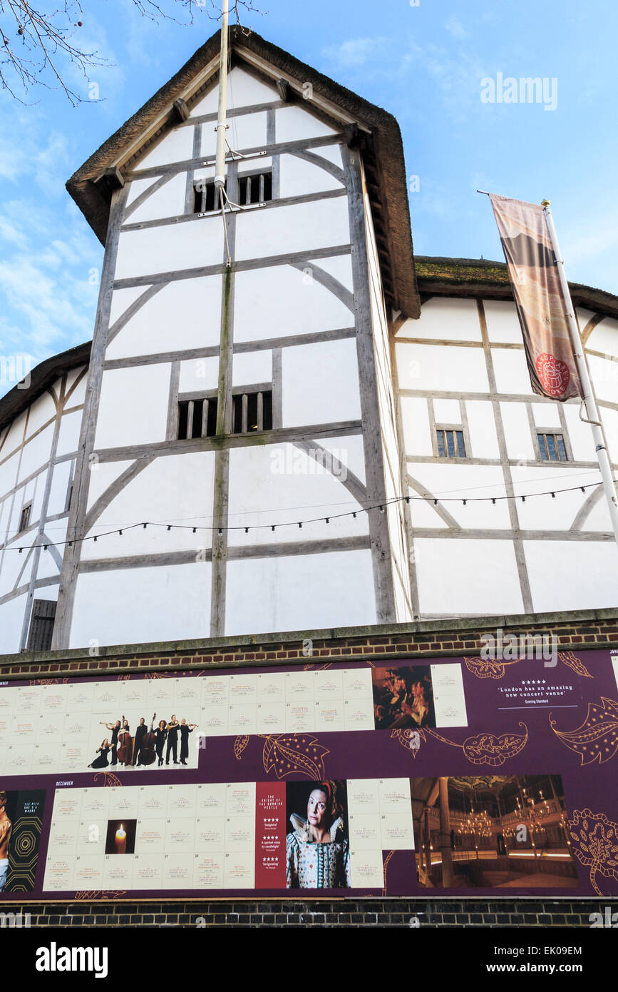 The Globe Theatre, associated with William Shakespeare, Bankside on the south bank of the Embankment, London SE1 Stock Photo
