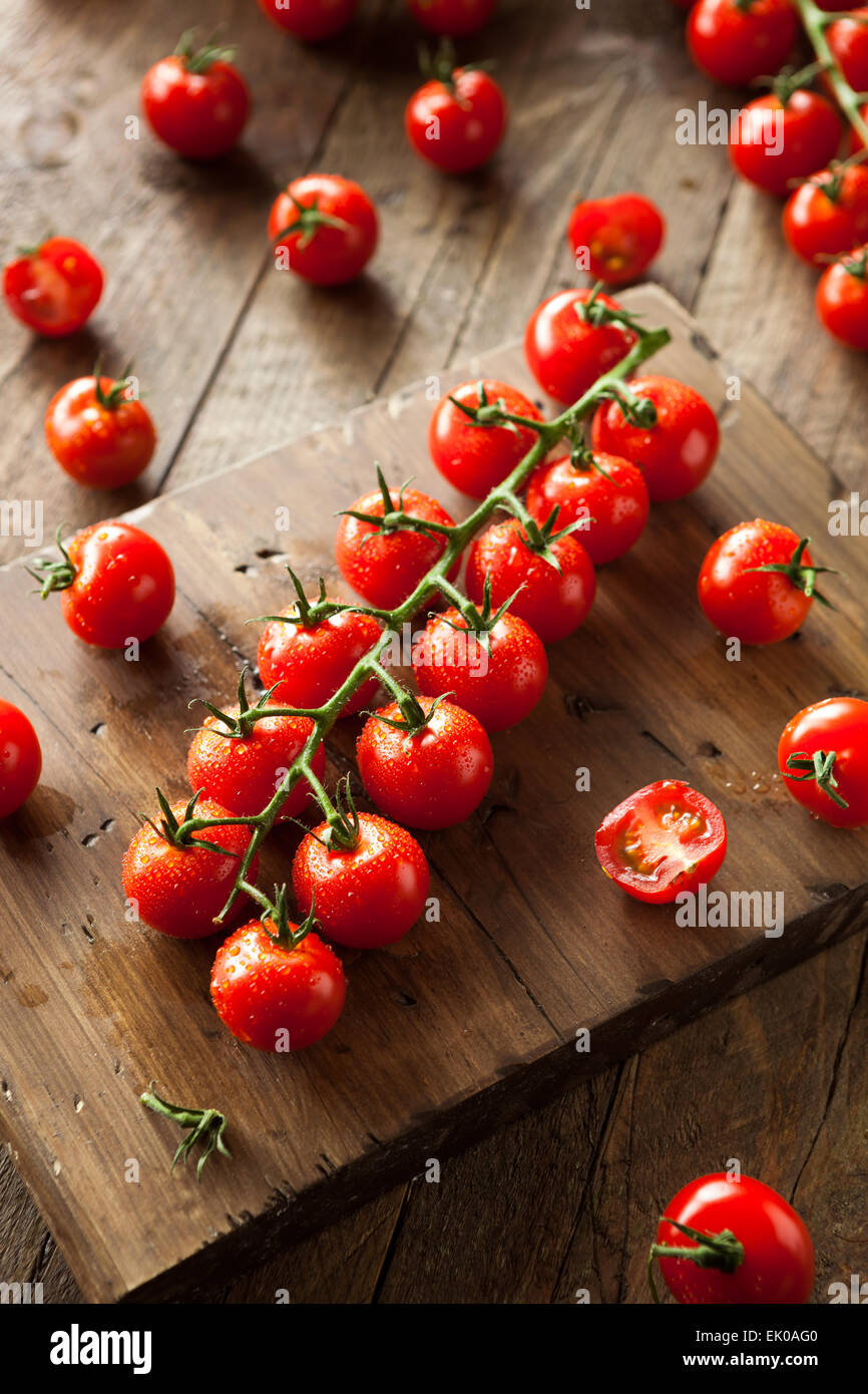 Raw Organic Red Cherry Tomatoes on the Vine Stock Photo - Alamy