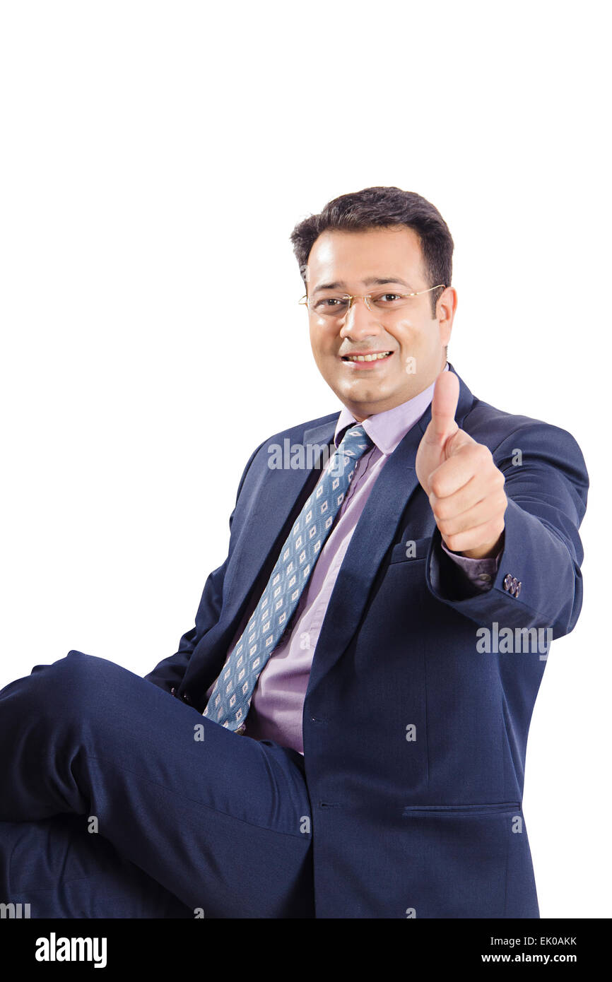 1 indian Businessman Thumbs Up Stock Photo