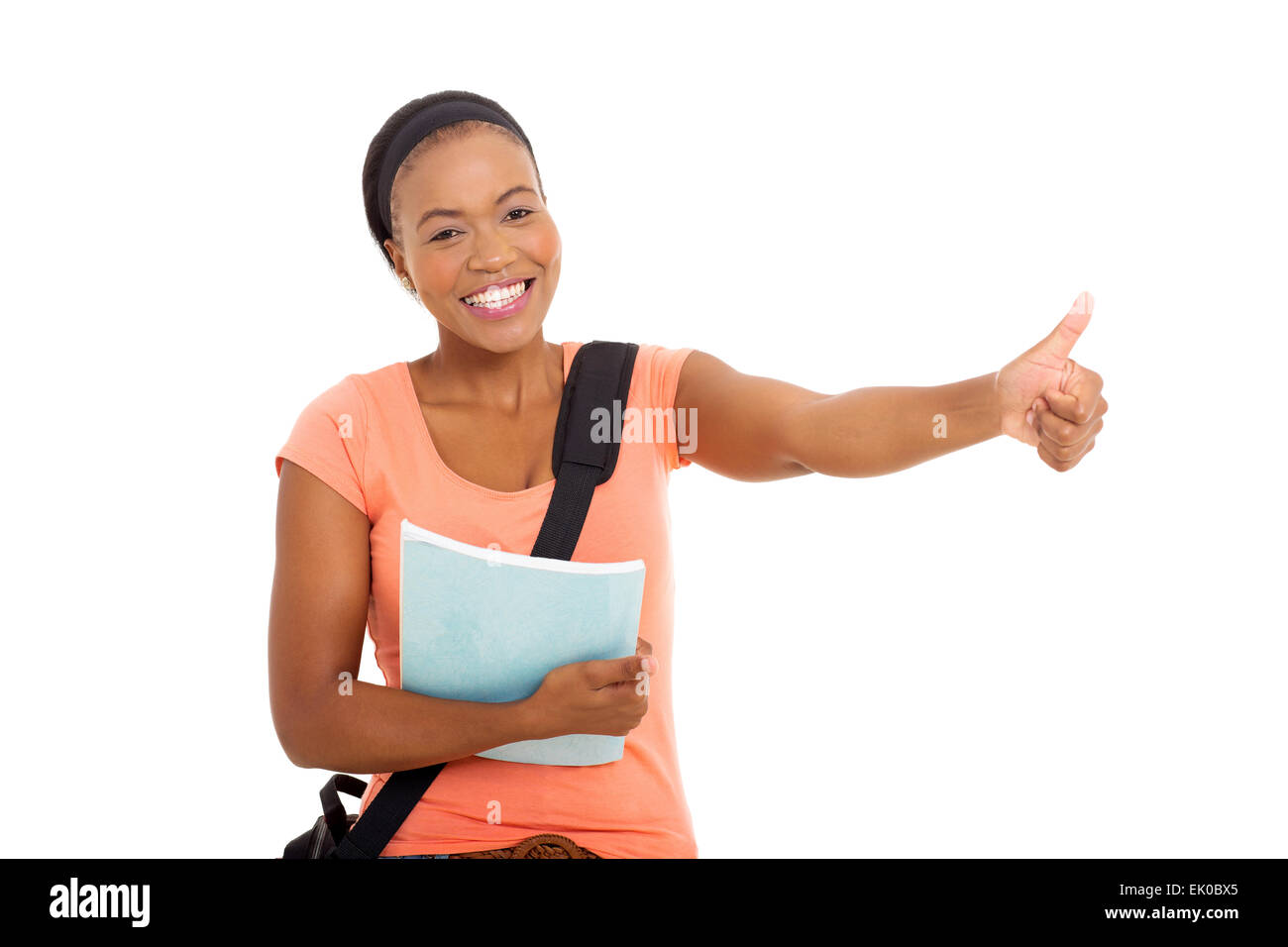Cheerful Female African College Student Giving Thumb Up Stock Photo Alamy