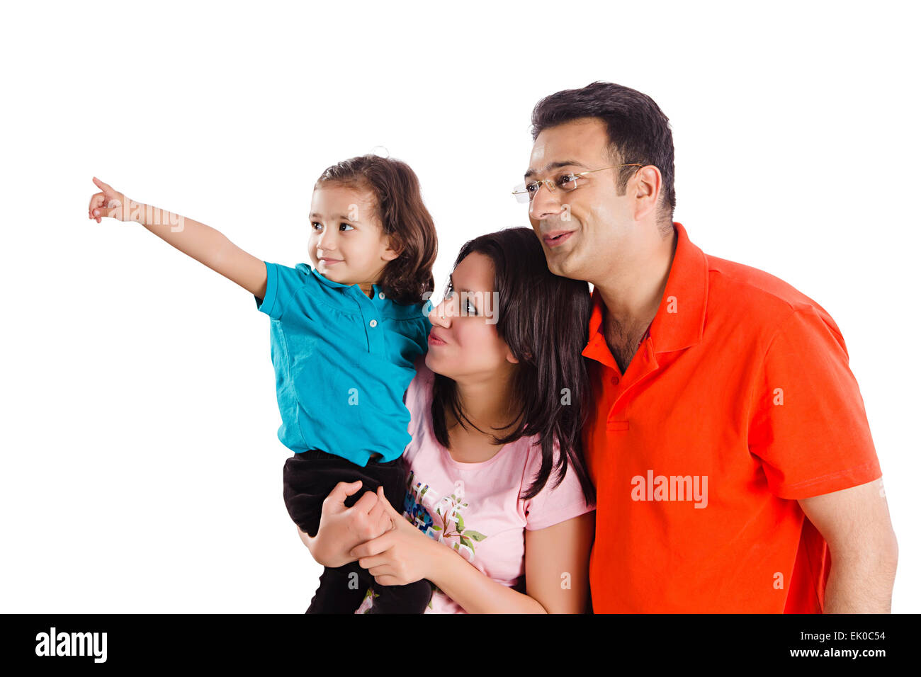 indian Parents and Daughter showing Stock Photo