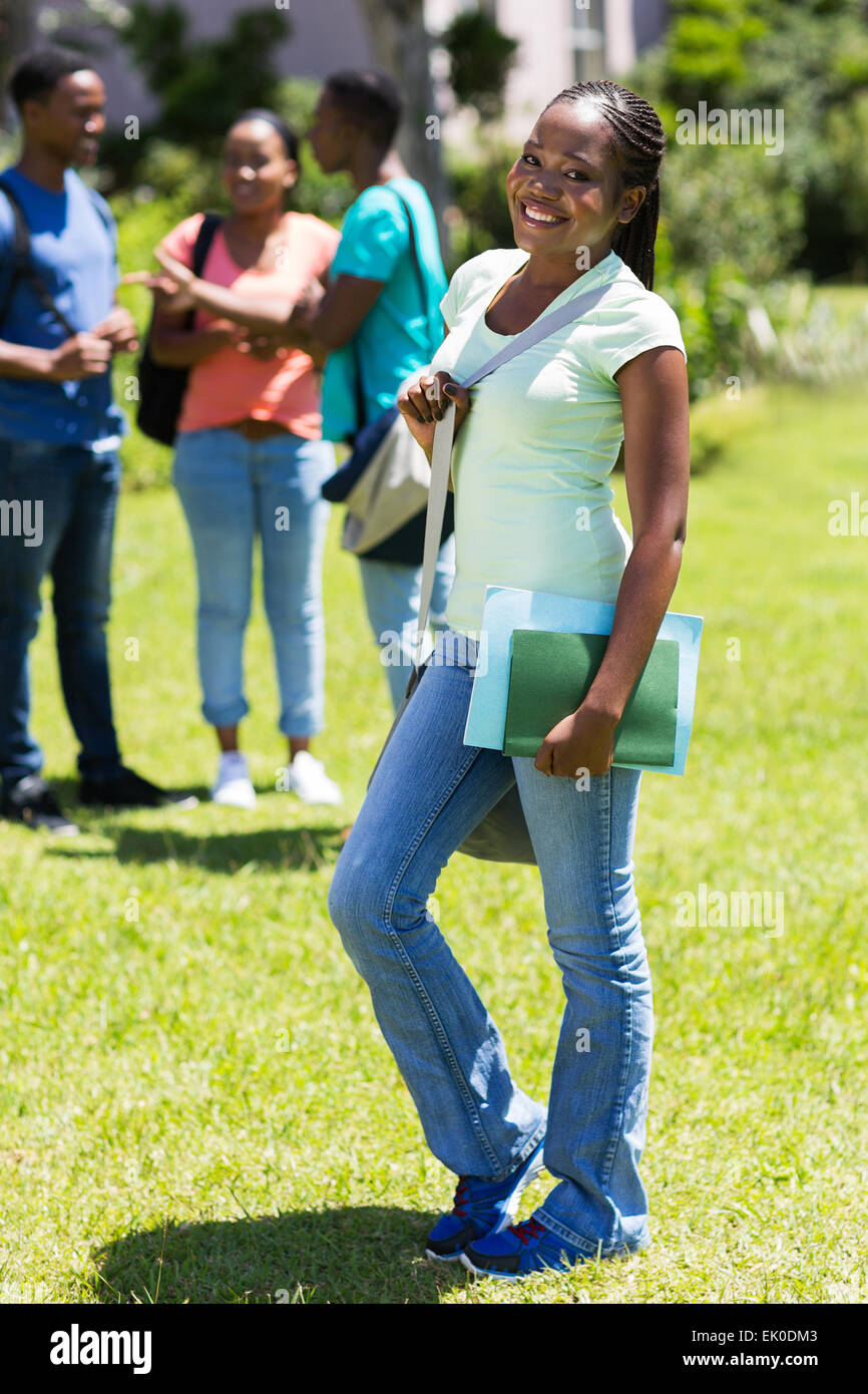 gorgeous female African American high school student on campus Stock Photo