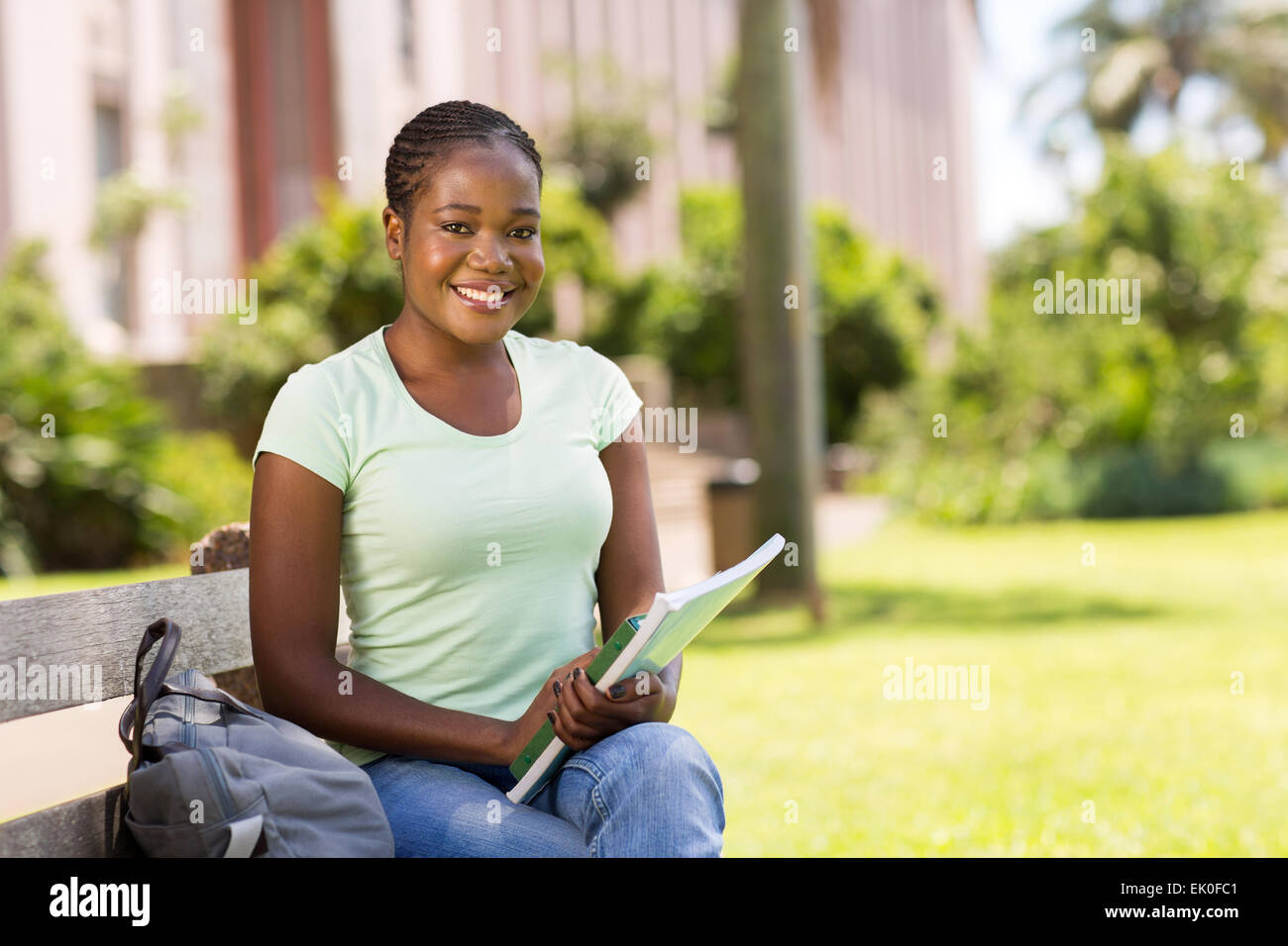pretty female college student outdoors Stock Photo - Alamy