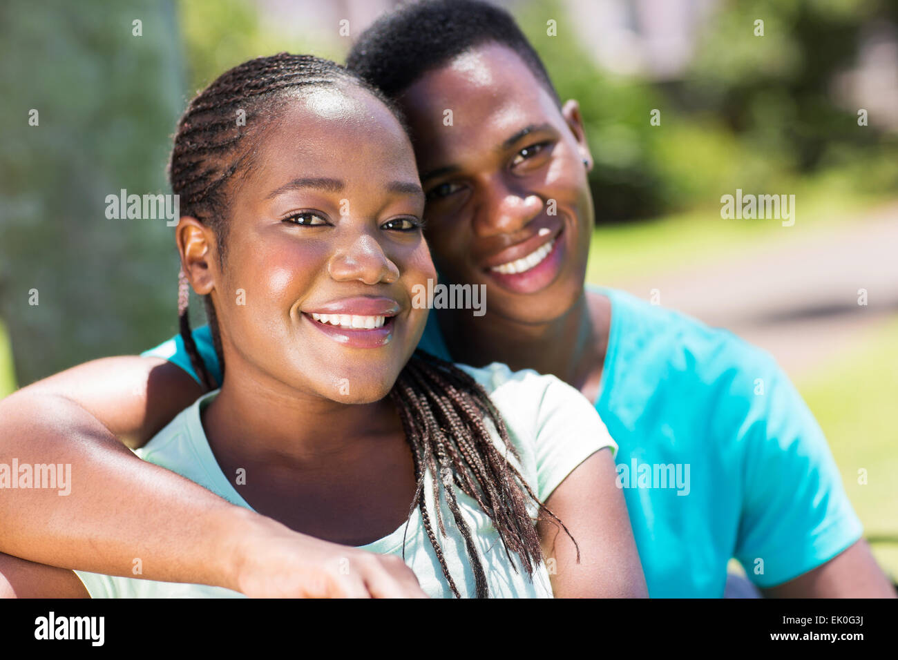 beautiful young African couple close up portrait Stock Photo - Alamy