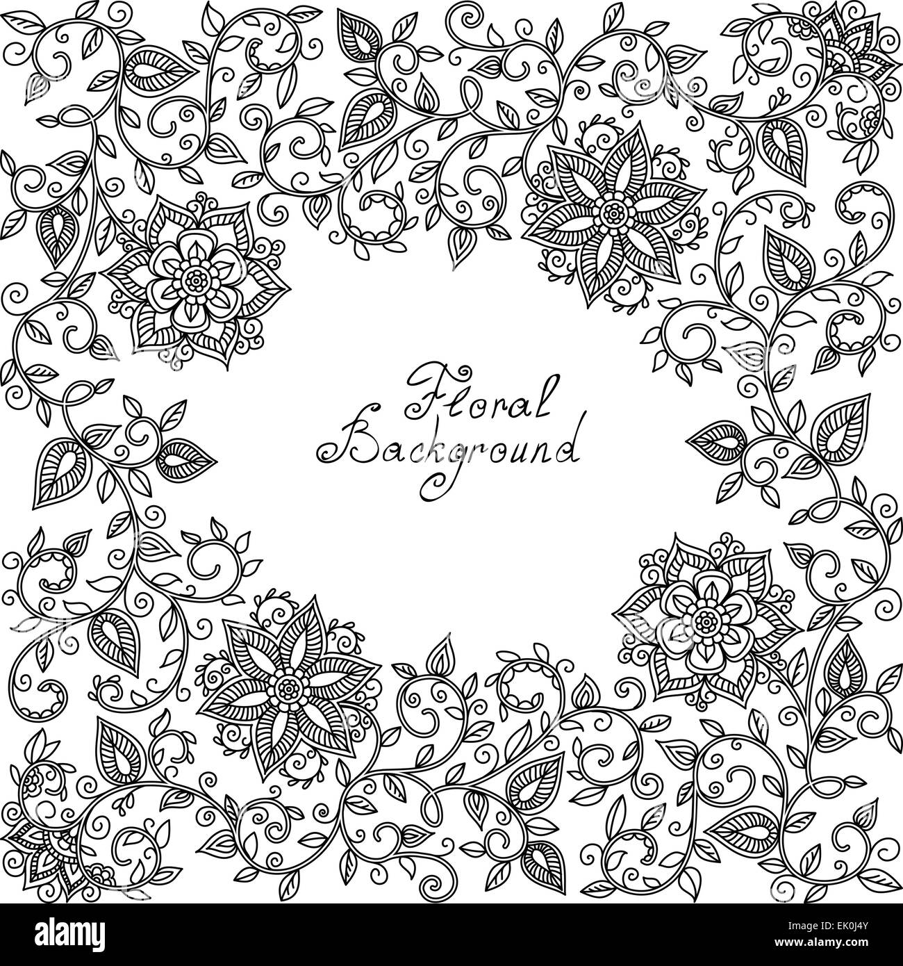vector black and white floral pattern Stock Photo