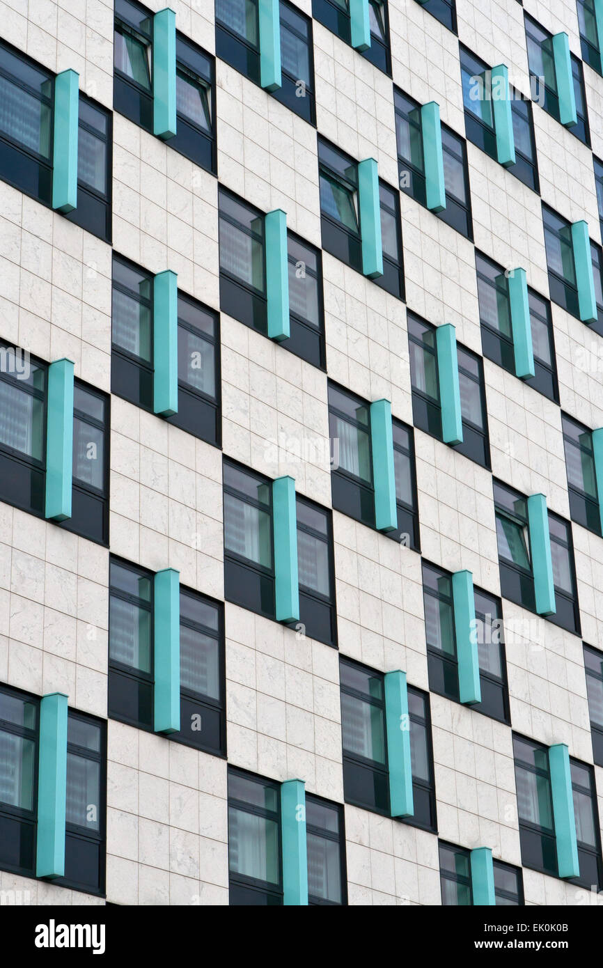 Windows in a high-rise block in the former East Berlin. Stock Photo