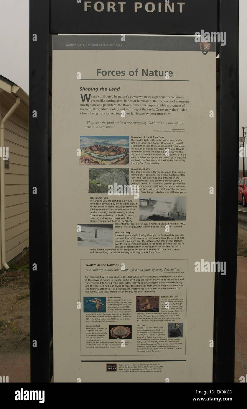 Forces of Nature information board outlining formation Golden Gate
