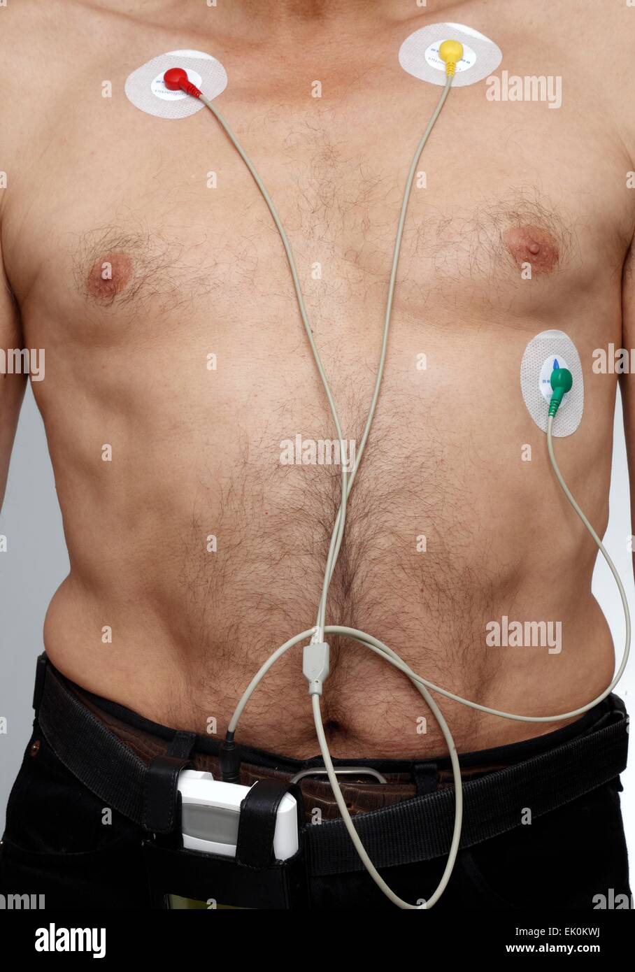 adult, anatomical, anatomy, biological, biology, care, check up, chest, ecg, ekg, electrocardiography, electrodes, front view, health, healthcare, human anatomy, male, man, medical, medicinal, medicine, mid section, monitoring, wires, Stock Photo