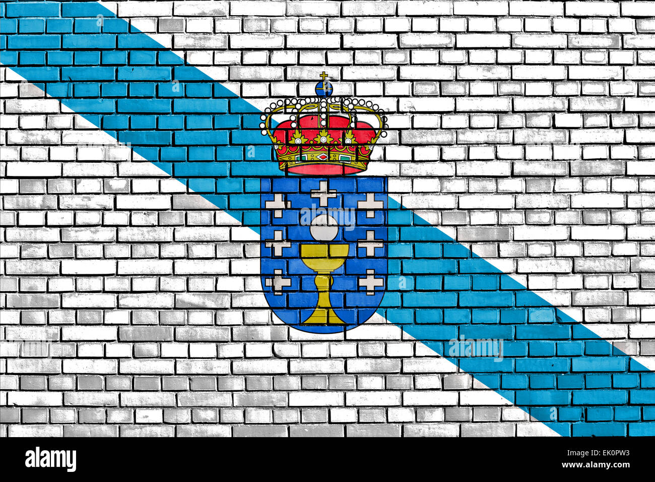 flag of Galicia painted on brick wall Stock Photo - Alamy