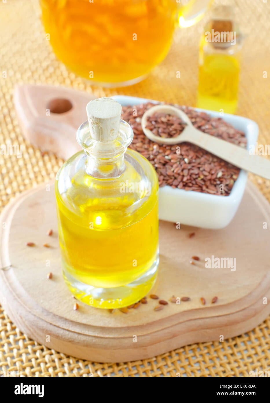 flax seed and oil Stock Photo Alamy