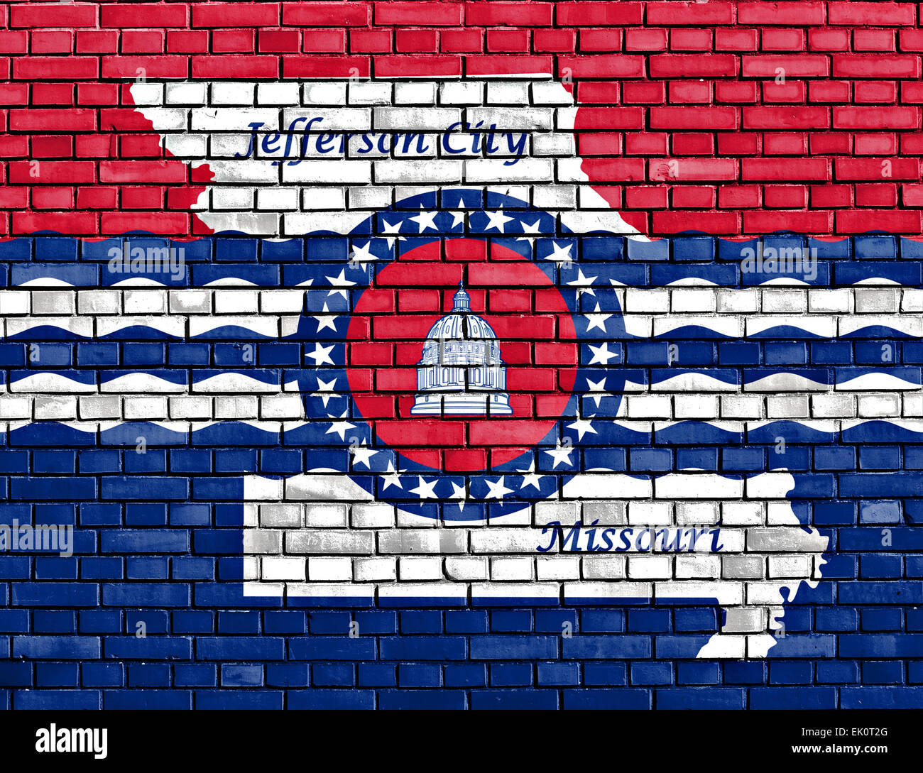 flag of Jefferson City painted on brick wall Stock Photo Alamy