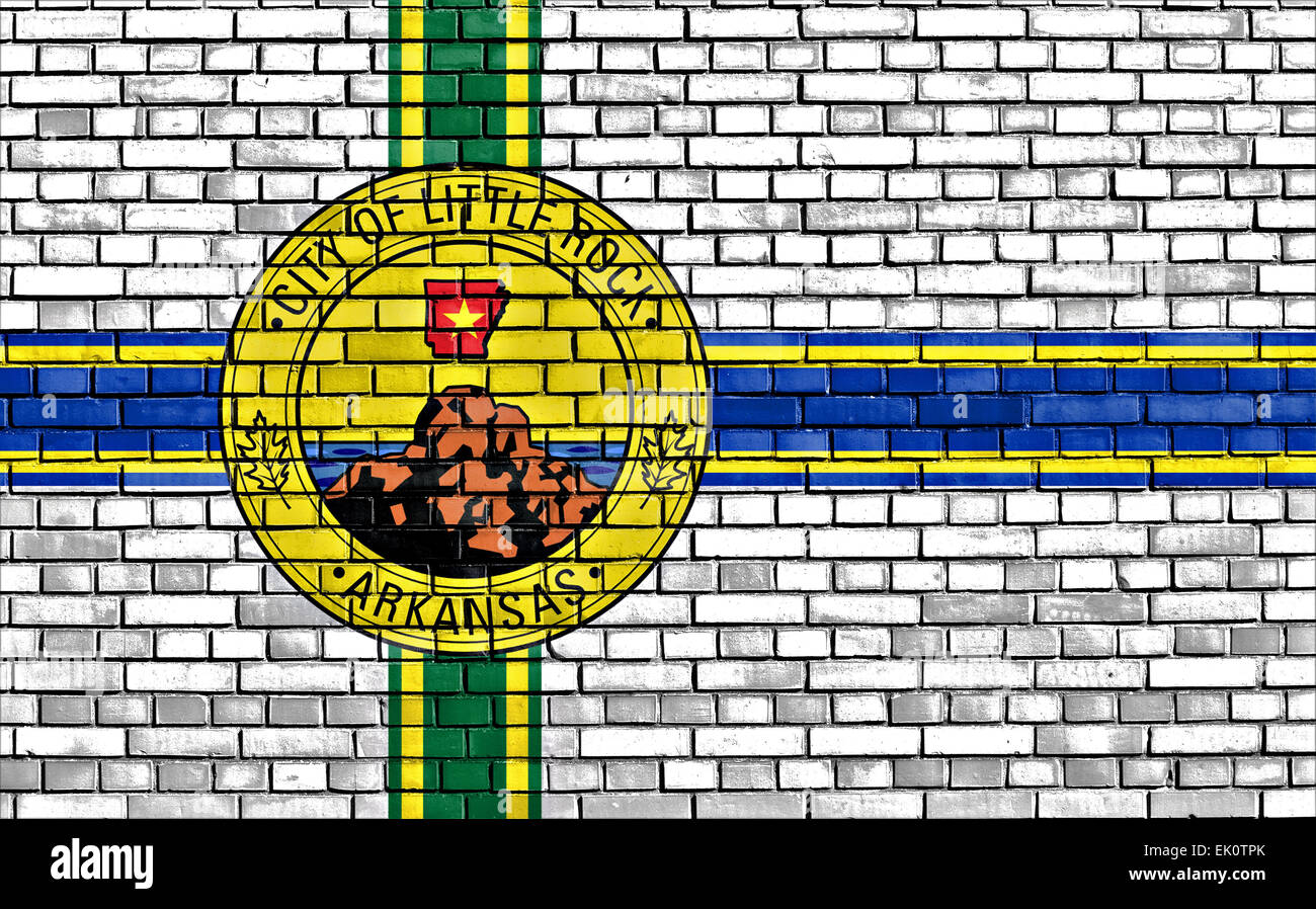 flag of Little Rock painted on brick wall Stock Photo