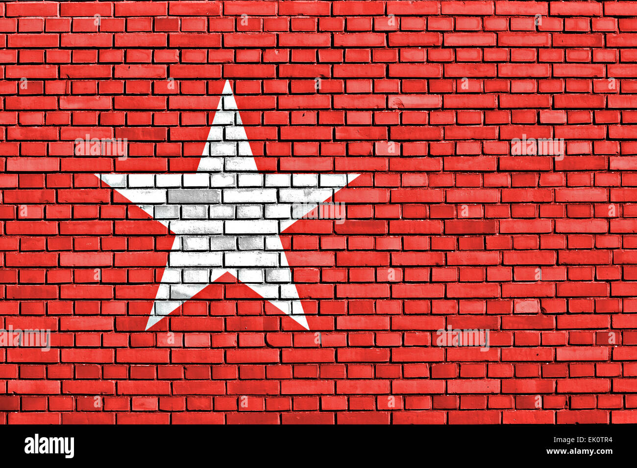 flag of Maastricht painted on brick wall Stock Photo