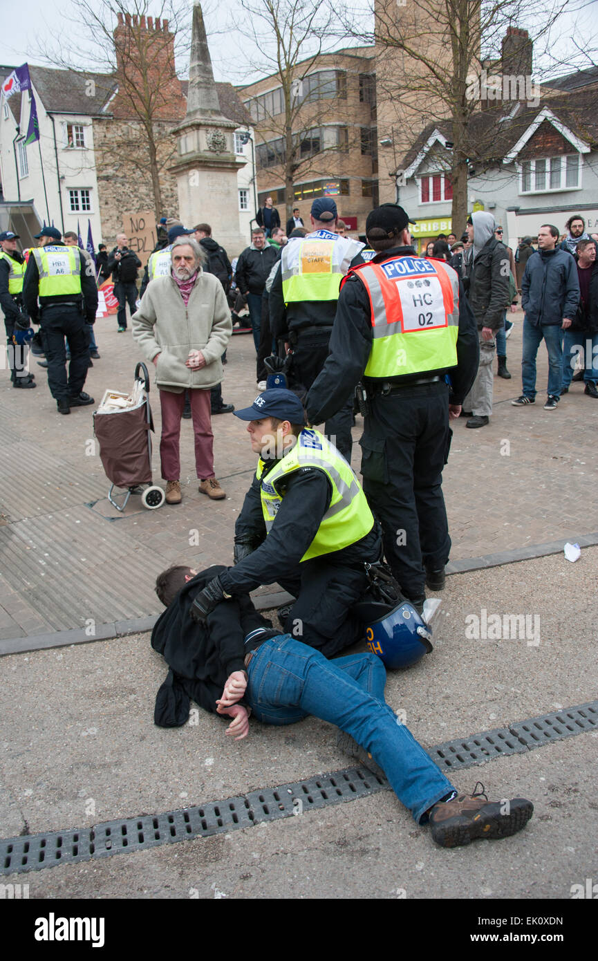 Oxford, UK. 4th April, 2015. English defence League |Protest and March in Oxford. Arrests were made Credit:  Desmond Brambley/Alamy Live News Stock Photo