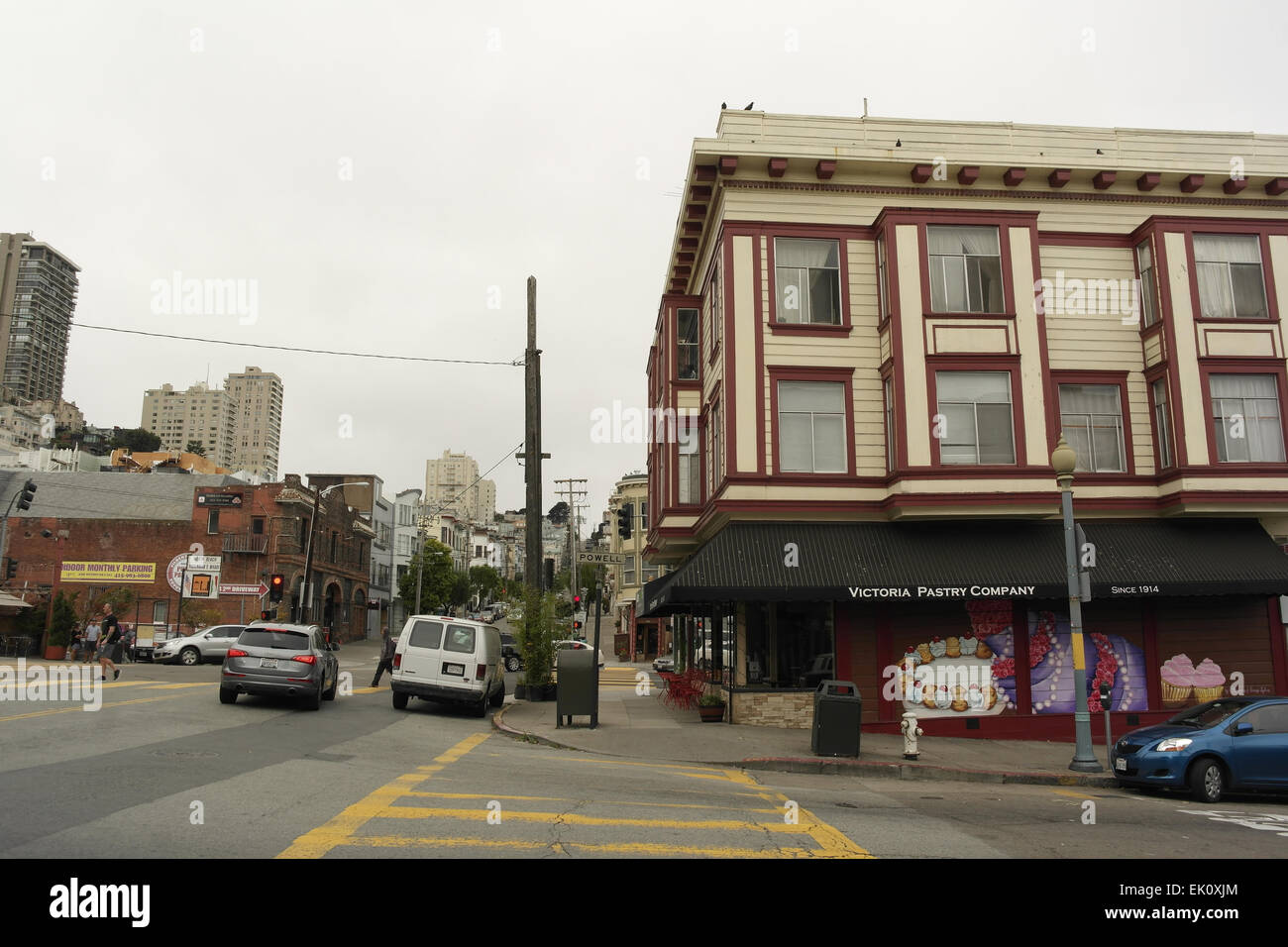 Grey sky view, to 721 Filbert Street Parking Garage, Victoria Pastry