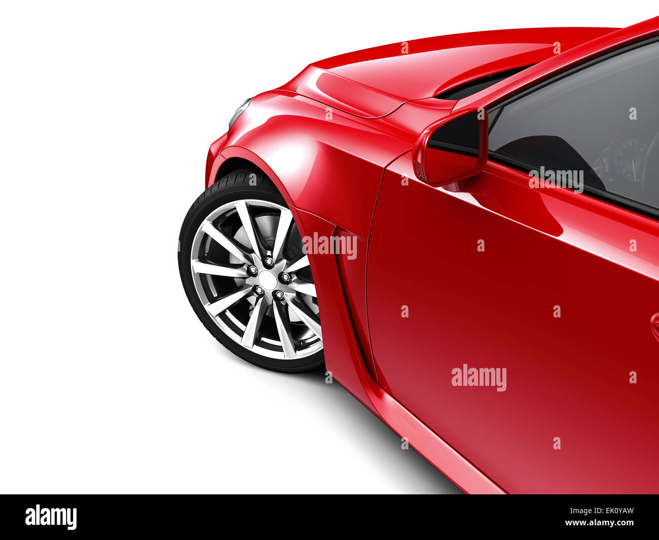 Red car - cropped shot isolated on white Stock Photo