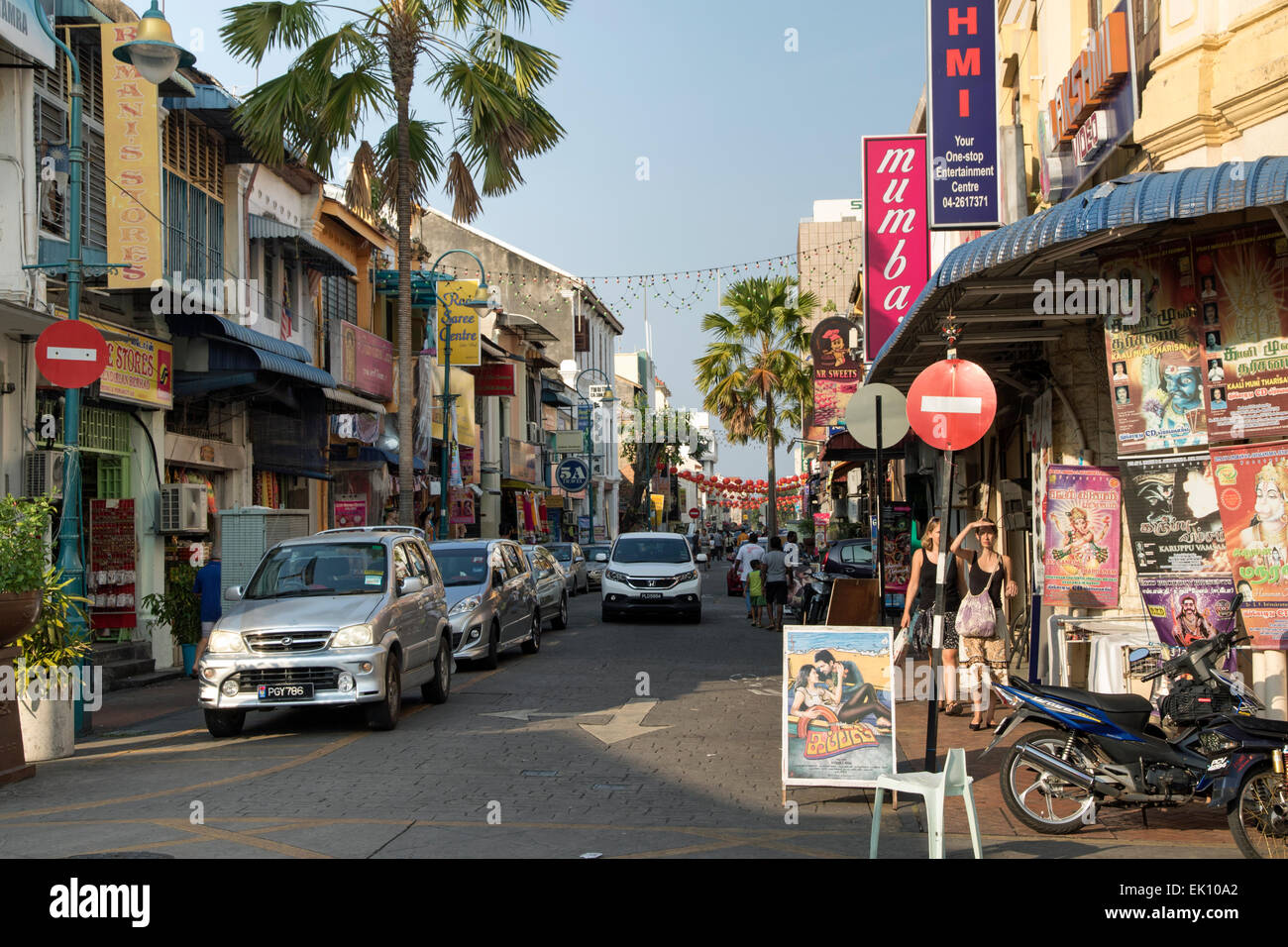 Street in Little India in Penang Malaysia Stock Photo