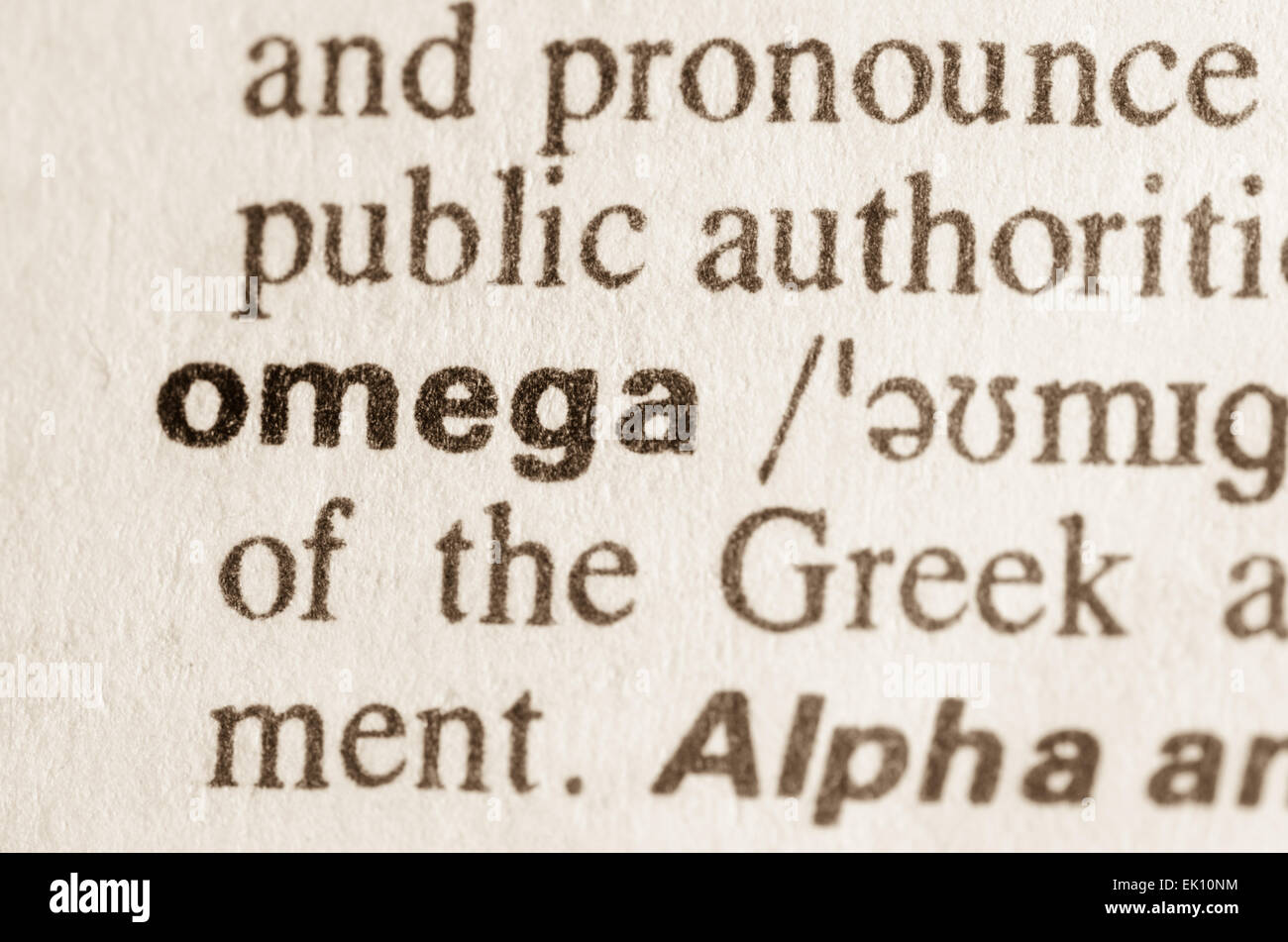 Definition of word omega in dictionary Stock Photo Alamy