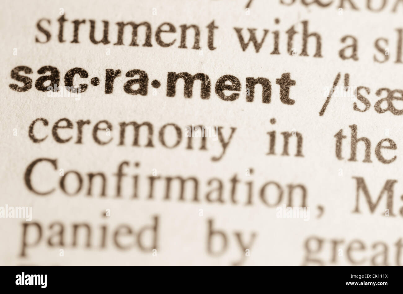 Definition of word sacrament  in dictionary Stock Photo