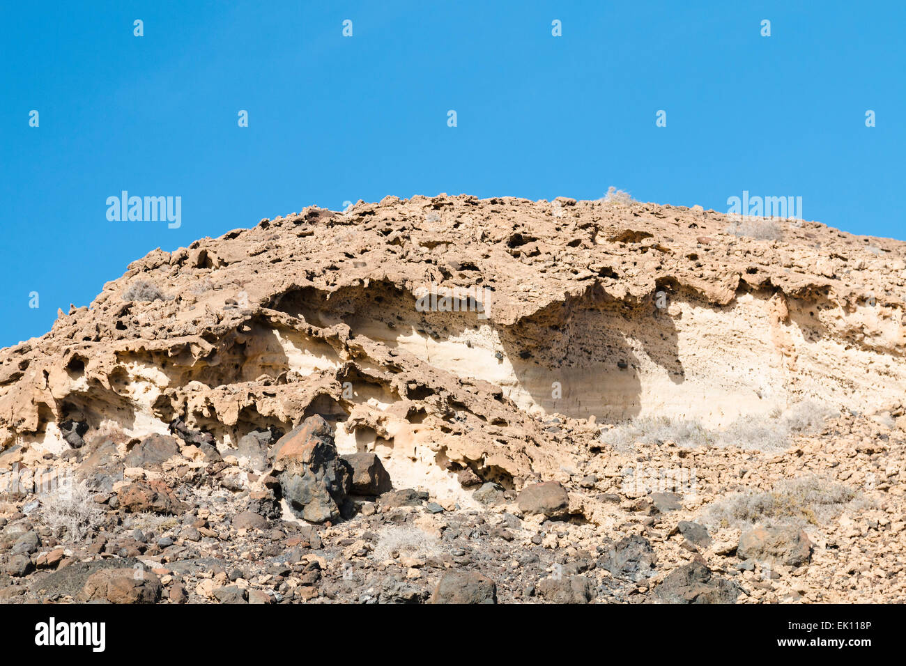 Eroding rocks and sediments in Fuerteventura Stock Photo