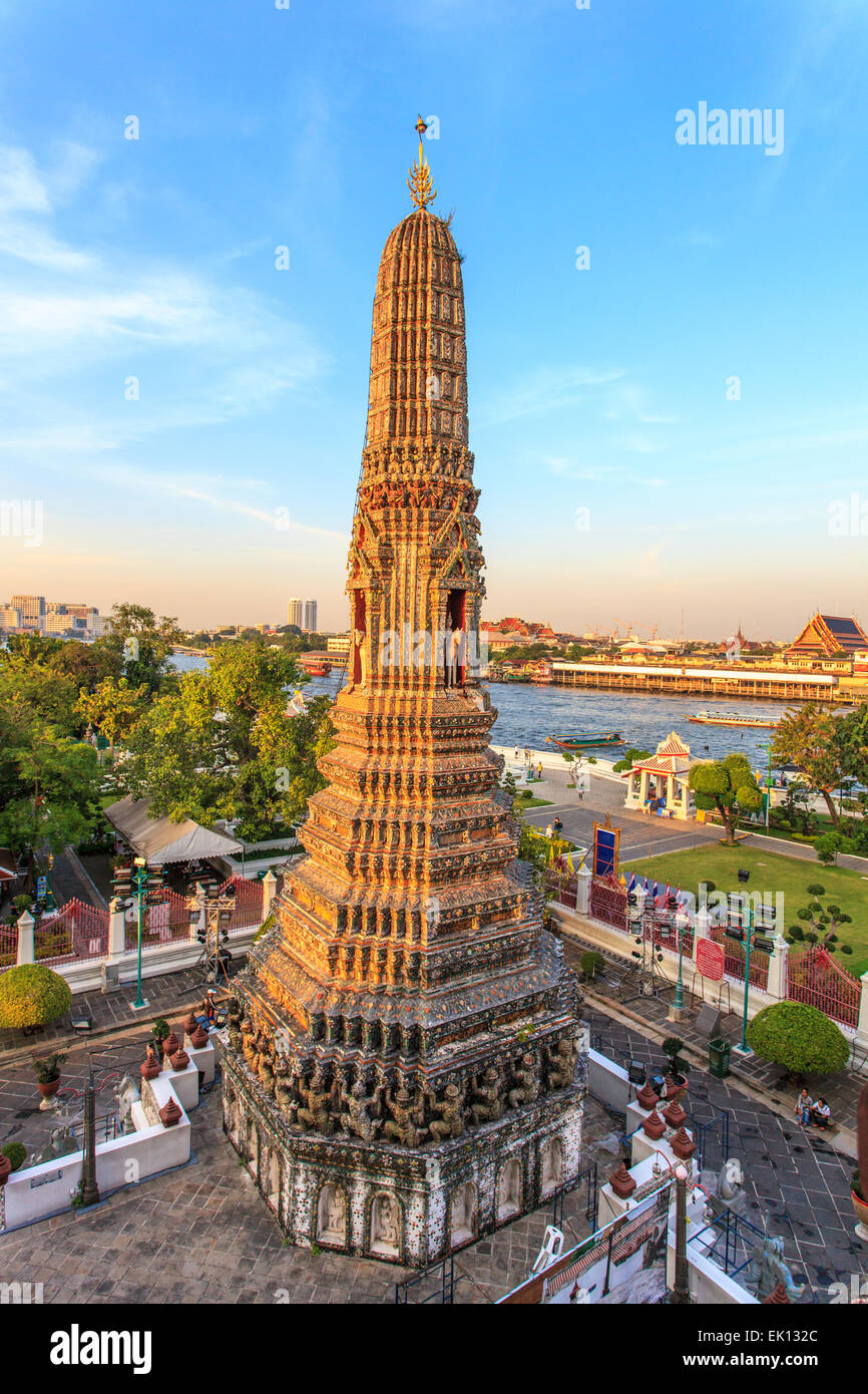 Bangkok's panorama from the top of Wat Arun Temple Stock Photo
