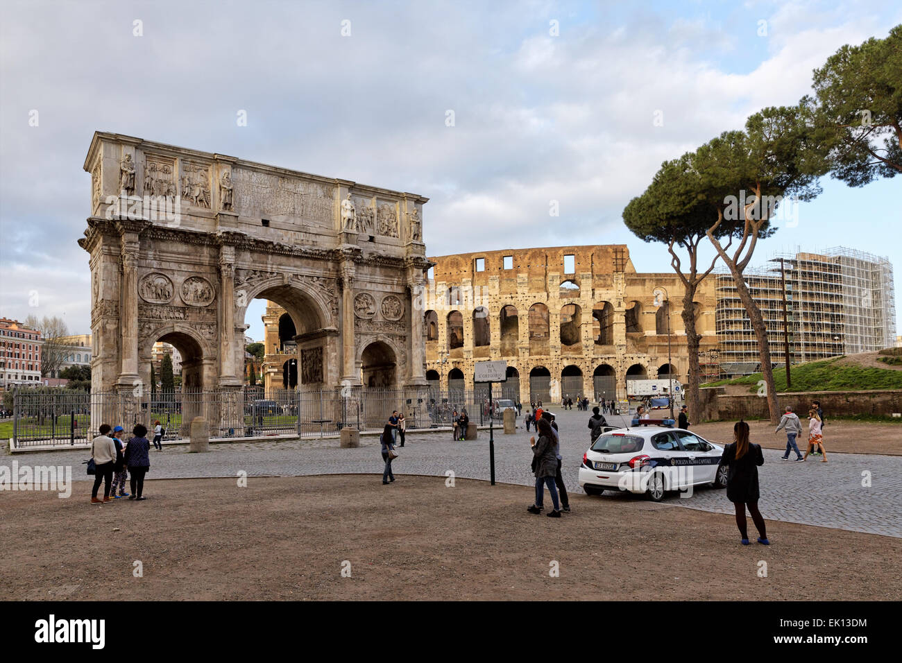 Arch of Constantine next to the Colosseum in Rome, Italy Stock Photo