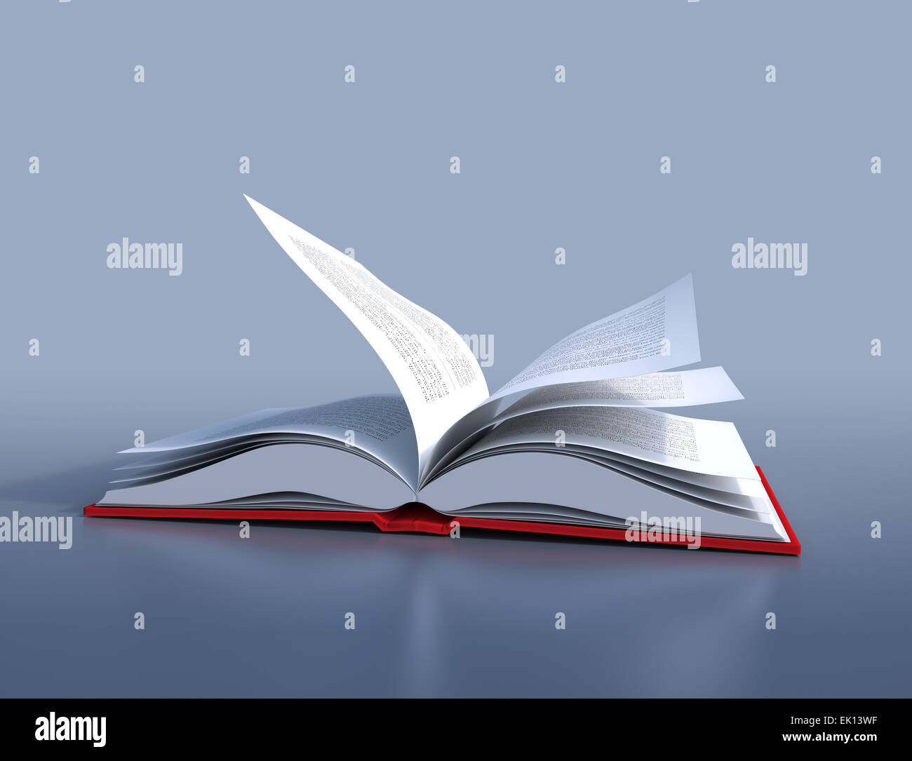 Red hardcover book open in its middle, side view Stock Photo
