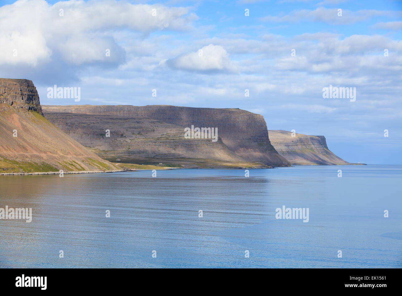 Mountain ranges in Patreksfjörður Iceland. Stock Photo
