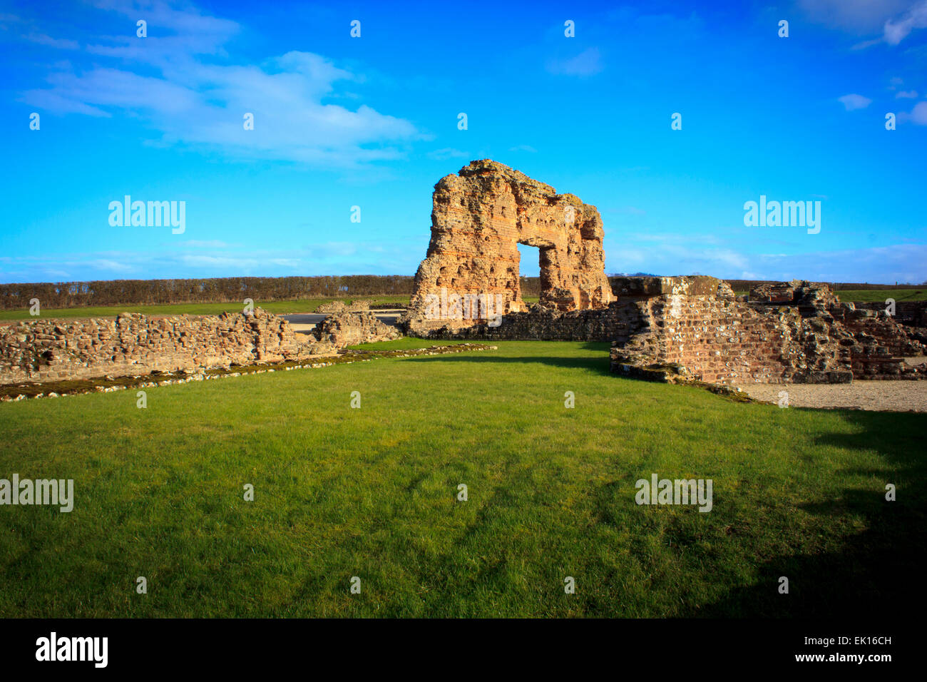 The only standing wall of the bath house at the Wroxeter Roman city in