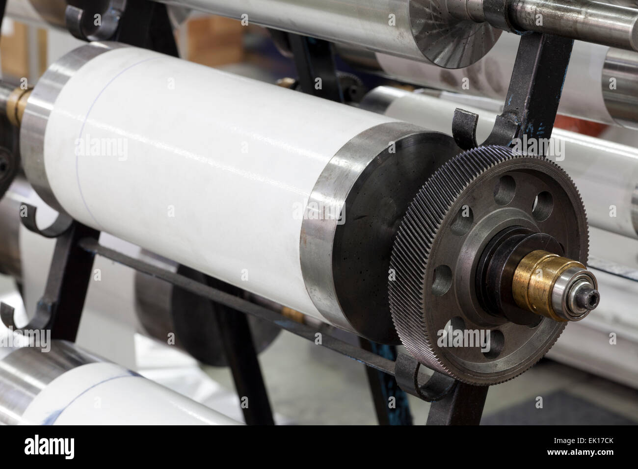 printing machine parts on rack Stock Photo