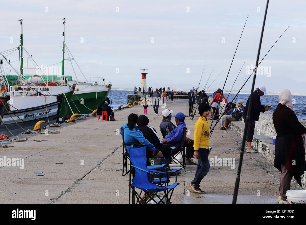 Pier in the Kalk Bay harbour Stock Photo