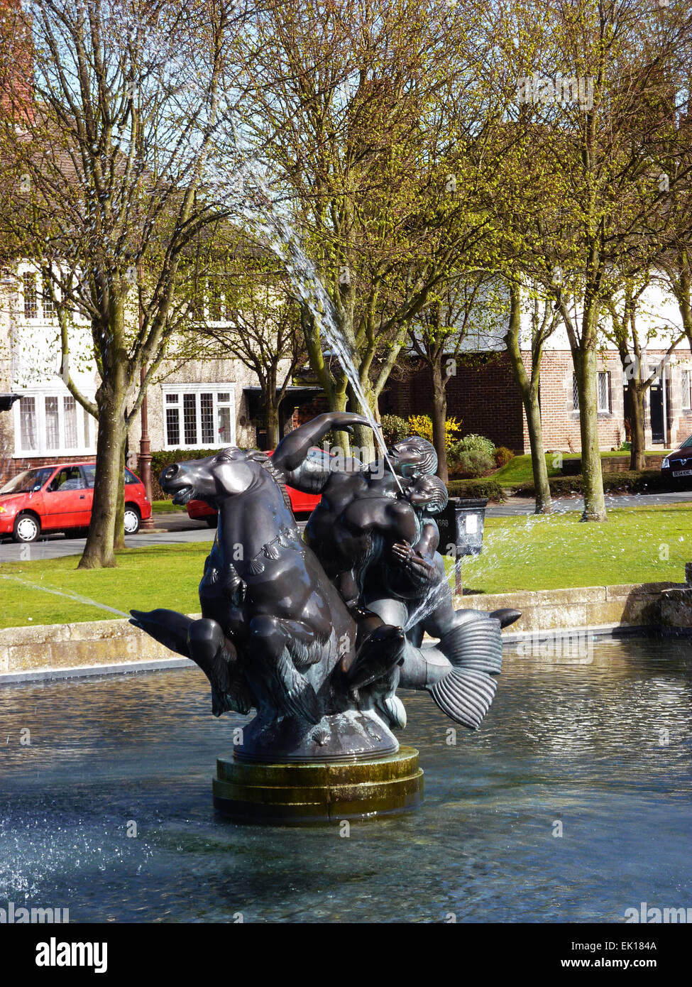 fountain, port sunlight, mersyside Stock Photo