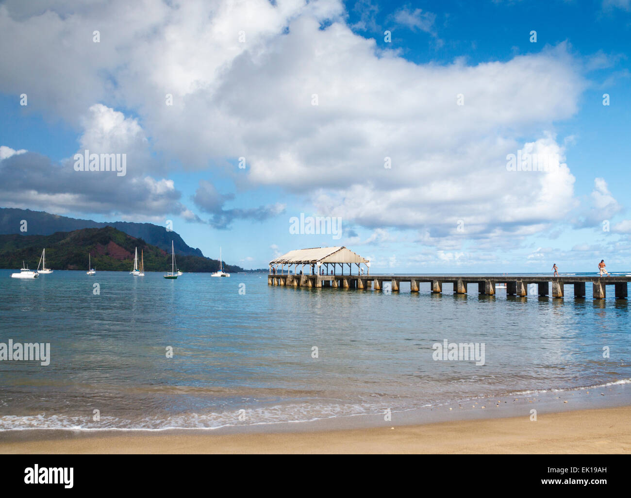 Hanalei Pier on the North Shore of Kauai Stock Photo