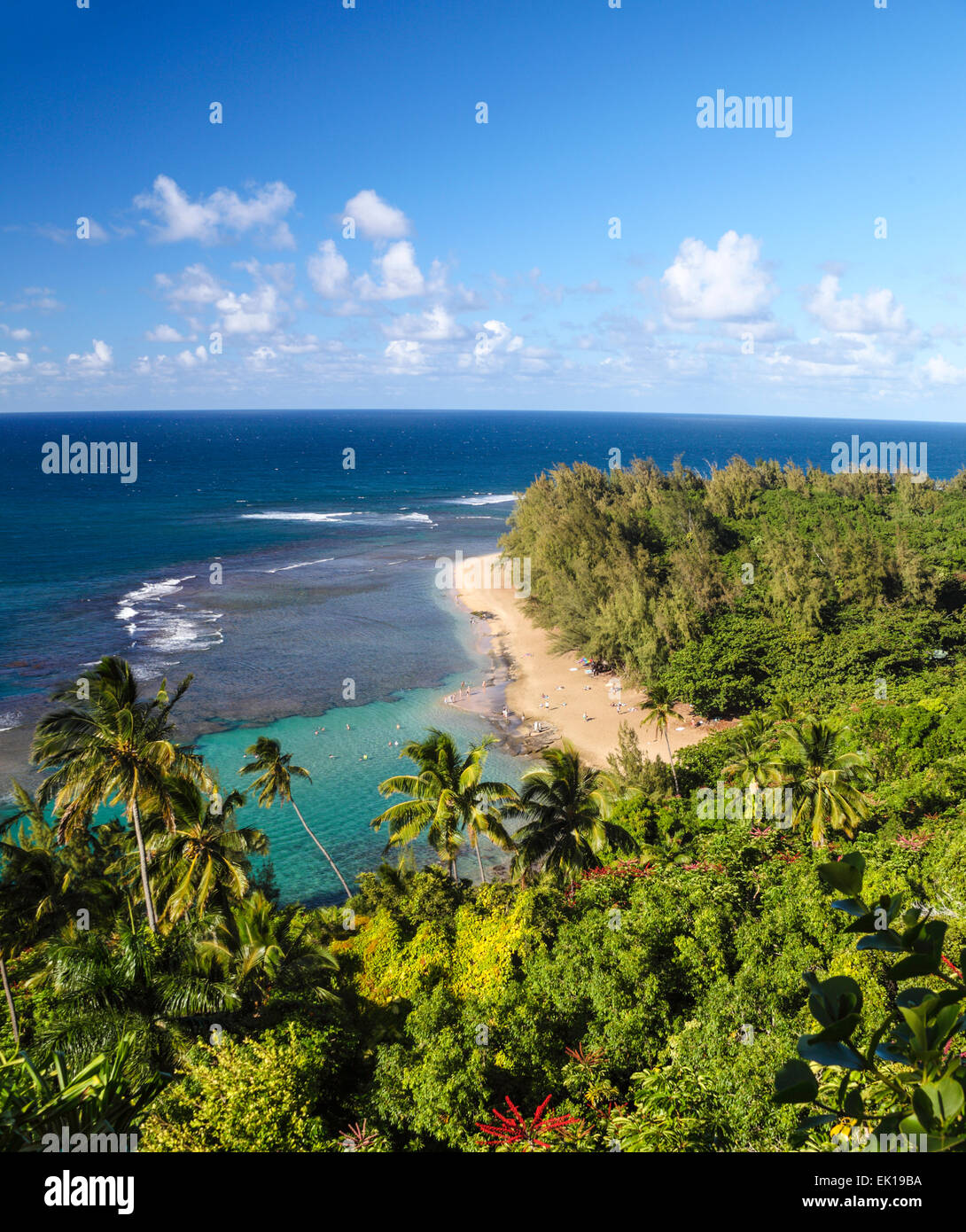 Kee Beach on Kauai viewed from the Kalalau Trail Stock Photo