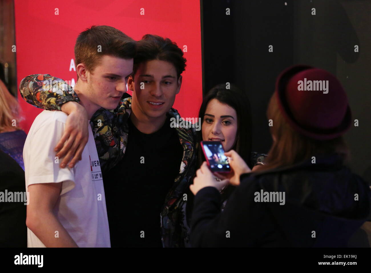 Warrington, UK. 4th April, 2015. Reality TV star Joey Essex poses for photos and selfies at a Labour Party election rally at Parr Hall. Credit:  Simon Newbury/Alamy Live News Stock Photo
