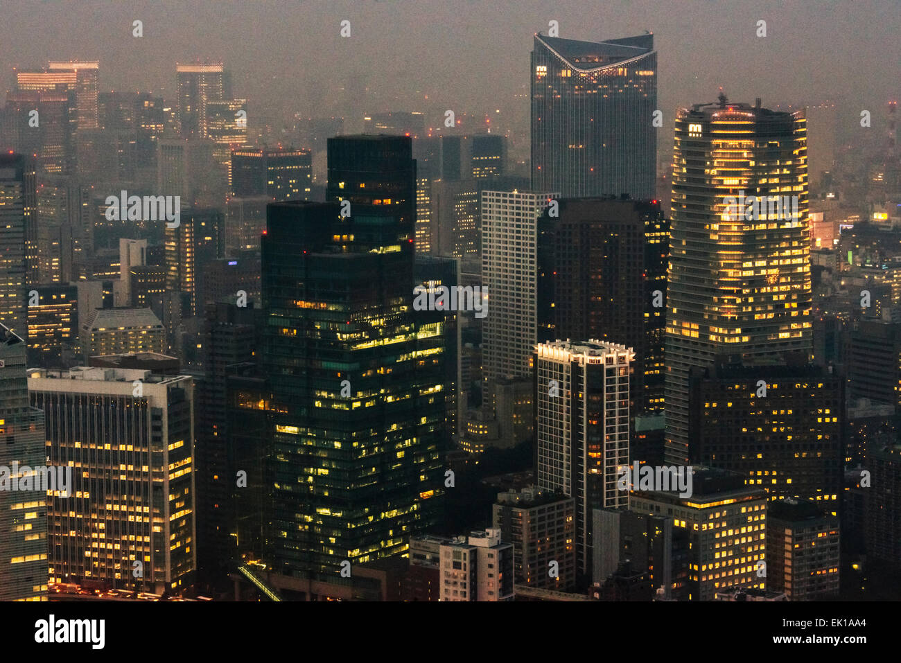 Night view of downtown skyline, Tokyo, Japan Stock Photo