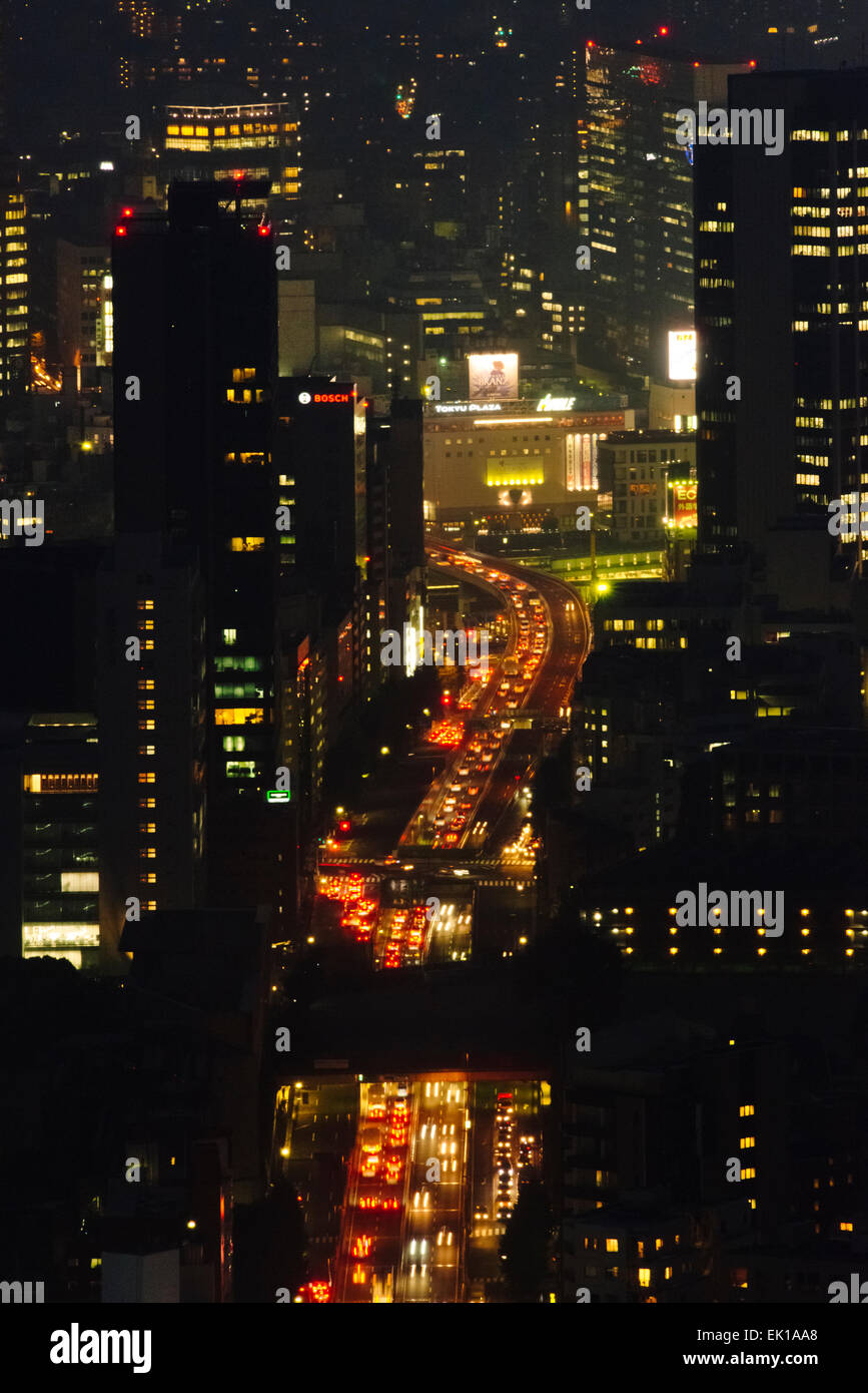 Night view of downtown skyline, Tokyo, Japan Stock Photo