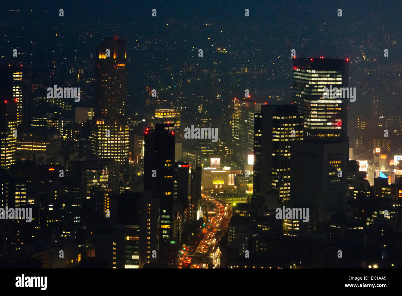 Night view of downtown skyline, Tokyo, Japan Stock Photo