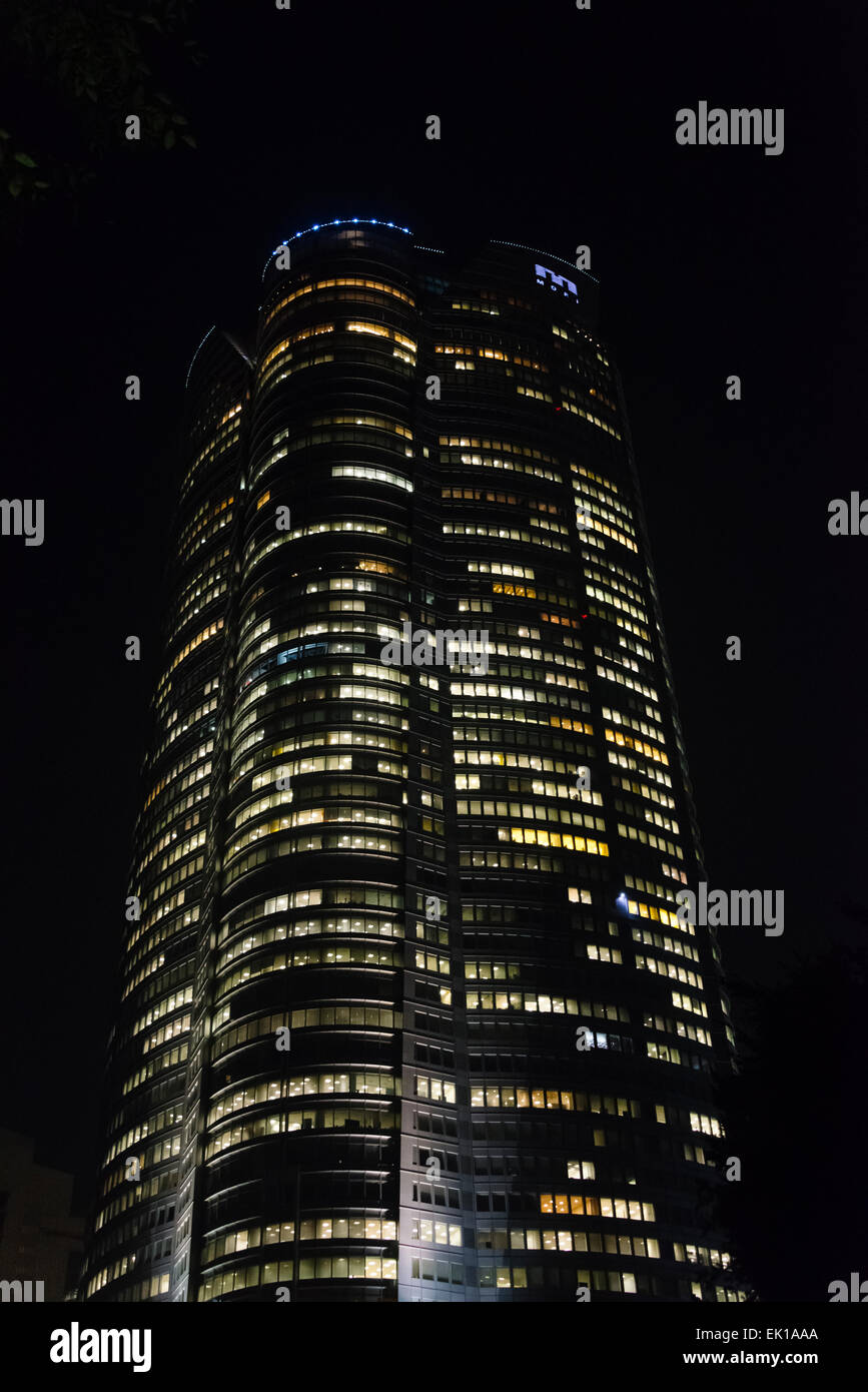 Night view of Mori Tower, Tokyo, Japan Stock Photo