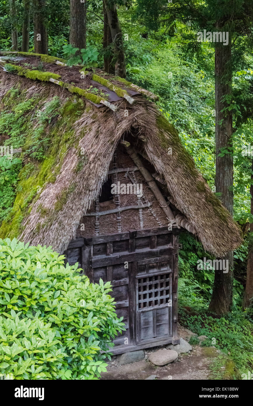 A small Gassho-zukuri jail house in the mountain, Gokayama, Toyama Prefecture, Japan Stock Photo