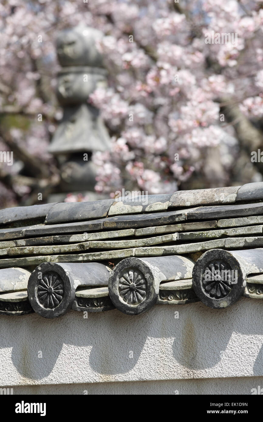 old Japanese roof clay tiles Stock Photo