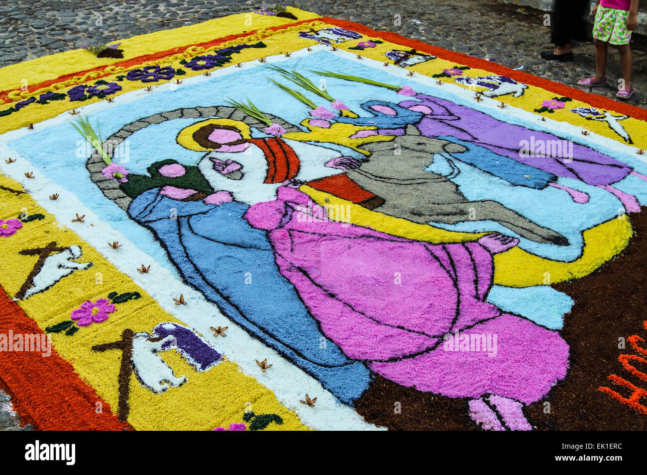 Colourful carpets made in the streets in celebration of holy week (Semana  Santa). Suchitoto, El Salvador Stock Photo - Alamy