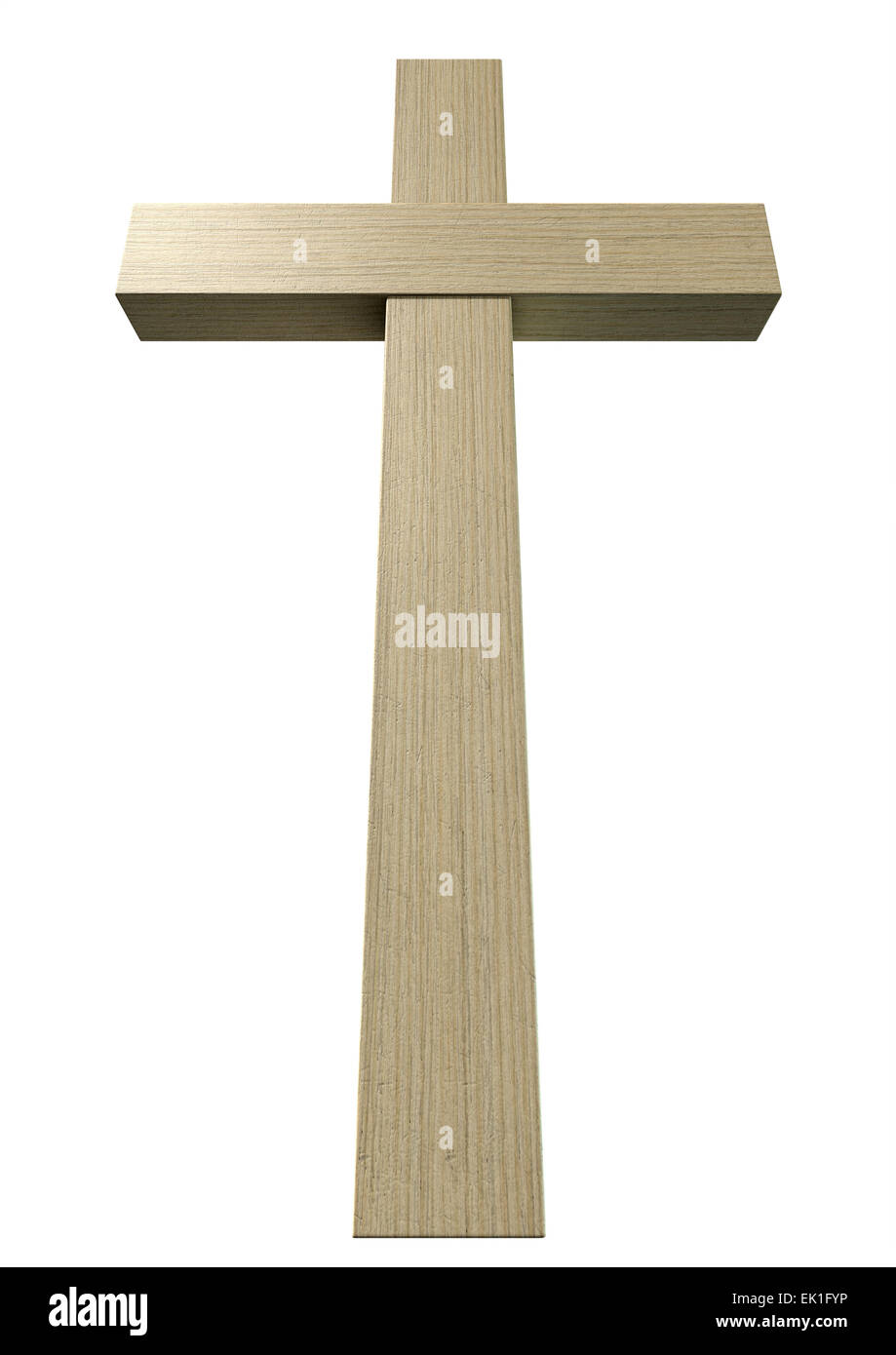 A wooden cross depicting the crucifixion on an isolated background Stock Photo