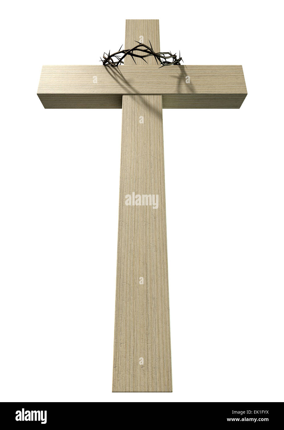 A Wooden Cross That Has Christian Woven Crown Of Thorns On It Depicting The Crucifixion