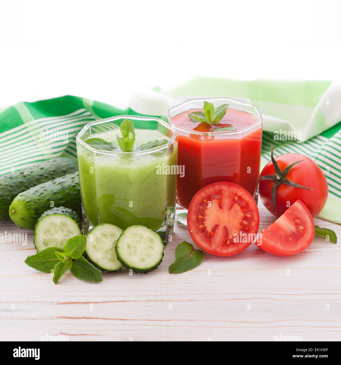 Tomato, cucumber Juice and vegetables Stock Photo Alamy